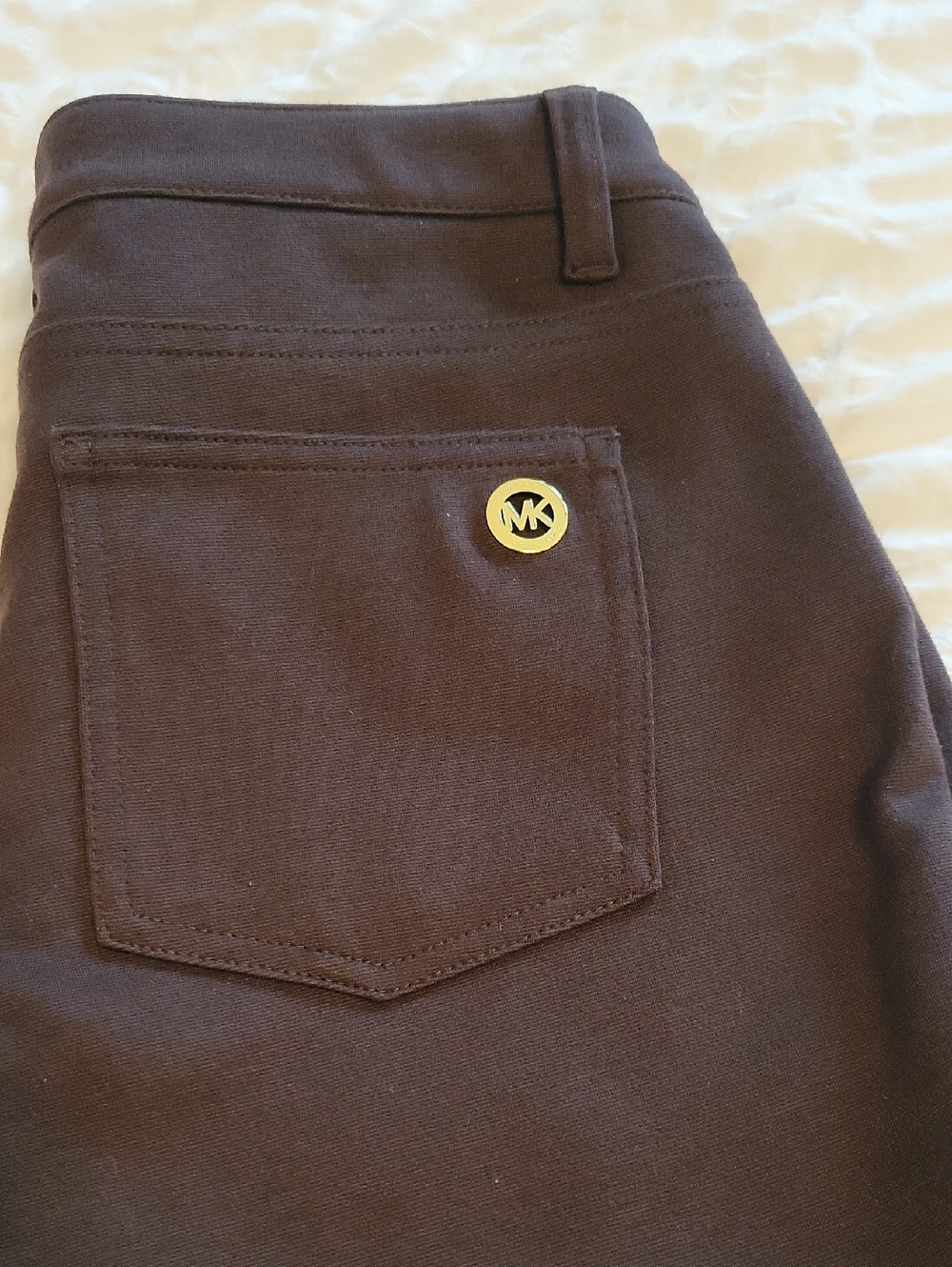 Michael Kors Dark Brown Pants with Gold MK Button